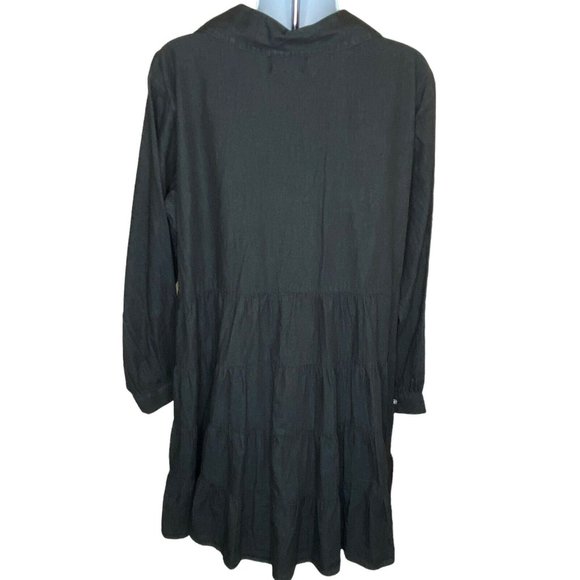 Mud Pie Womens Black Long Sleeves Button Front Selena Tiered Dress Size S/M - Picture 3 of 5